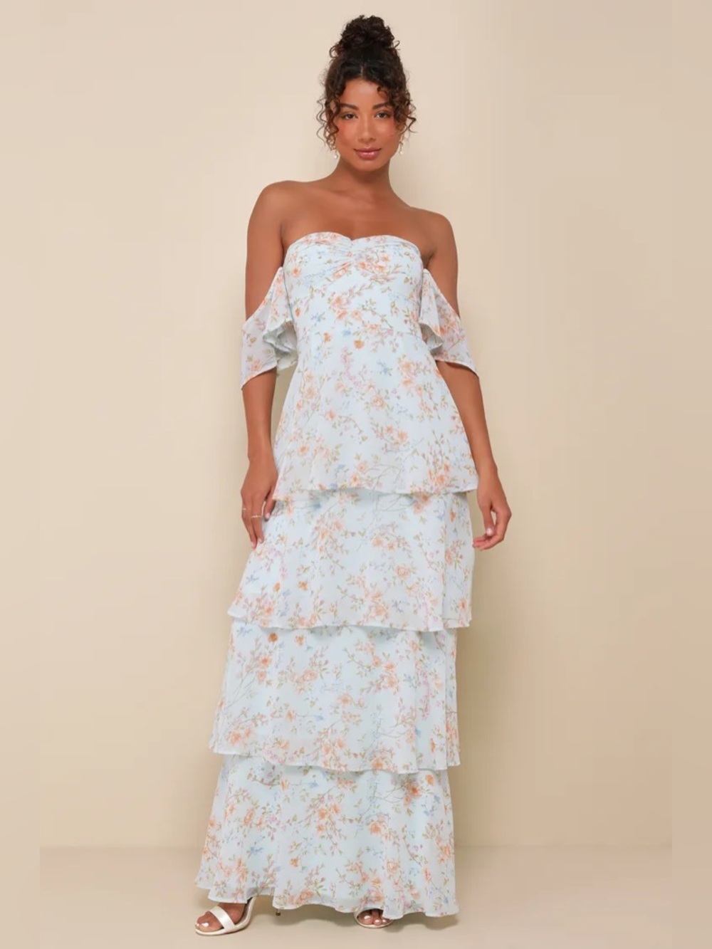 Lulus Charming Passion Floral Off-shoulder Maxi Dress